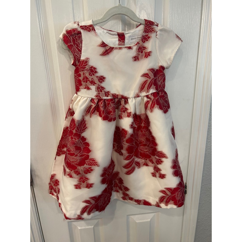 Gymboree‎ Dress Red White Floral Jacquard Metallic Special Occasion Holiday 4T